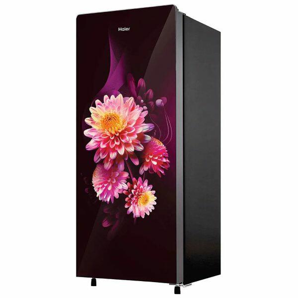 Haier HRD-2103CDG-P, 190 Litre 3 Star Direct Cool-Single Door With Base Drawer Refrigerator, One Hour Icing Technology and Stabilizer Free Operation, Daisy Glass