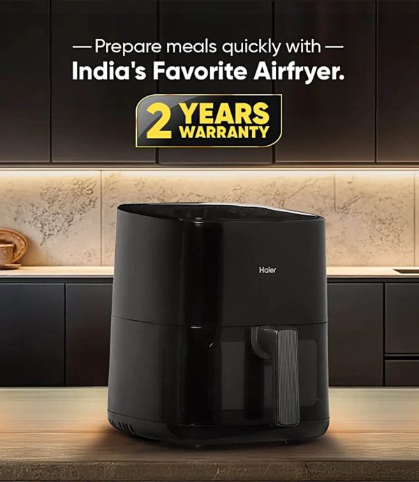 Haier HAF-D502B, 5L Air Fryer with 3 D Hot Circulation & 12 Rich Recipes, Black