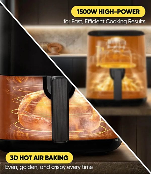 Haier HAF-D502B, 5L Air Fryer with 3 D Hot Circulation & 12 Rich Recipes, Black