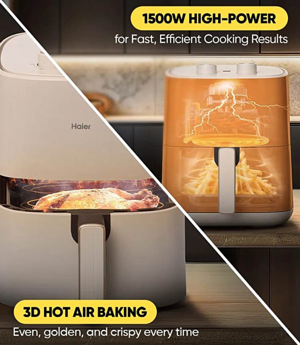 Haier HAF-M501L, 5L Air Fryer with 3 D Hot Circulation & 12 Rich Recipes, Ivory