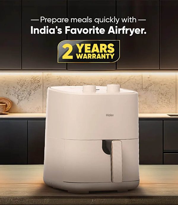 Haier HAF-M501L, 5L Air Fryer with 3 D Hot Circulation & 12 Rich Recipes, Ivory