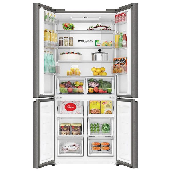 Haier HRB-600IS, 520 L 3 Star Lumiere Series Wi-Fi enabled 4-Door Side by Side frost free Refrigerator with 85% Convertible Fridge & Expert Inverter Technology, INOX STEEL