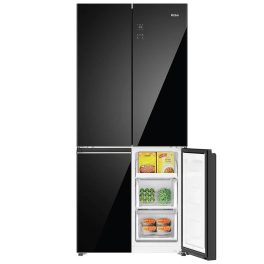 Haier HRB-600KGU1, 520 L 3 Star Lumiere Series Wi-Fi enabled 4-Door Side by Side frost free Refrigerator with 85% Convertible Fridge & Expert Inverter Technology, Black Glass