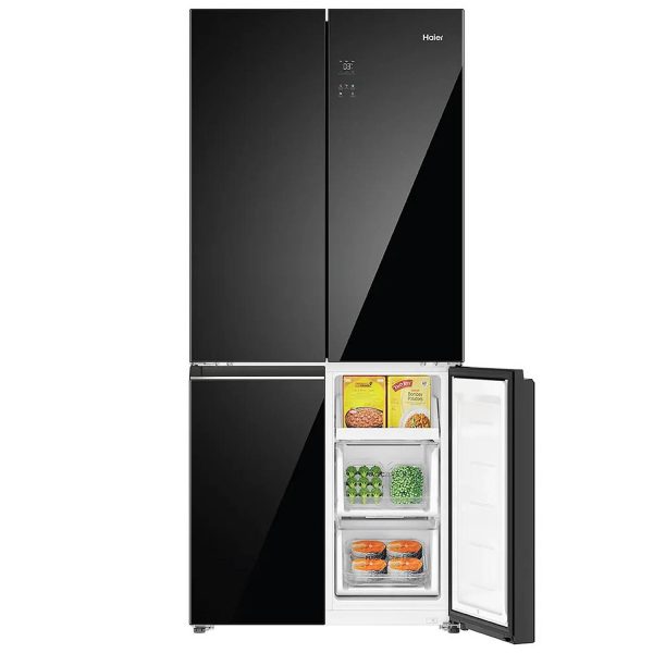 Haier HRB-600KGU1, 520 L 3 Star Lumiere Series Wi-Fi enabled 4-Door Side by Side frost free Refrigerator with 85% Convertible Fridge & Expert Inverter Technology, Black Glass