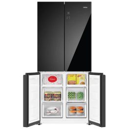 Haier HRB-600KGU1, 520 L 3 Star Lumiere Series Wi-Fi enabled 4-Door Side by Side frost free Refrigerator with 85% Convertible Fridge & Expert Inverter Technology, Black Glass