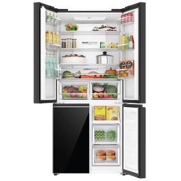 Haier HRB-600KGU1, 520 L 3 Star Lumiere Series Wi-Fi enabled 4-Door Side by Side frost free Refrigerator with 85% Convertible Fridge & Expert Inverter Technology, Black Glass