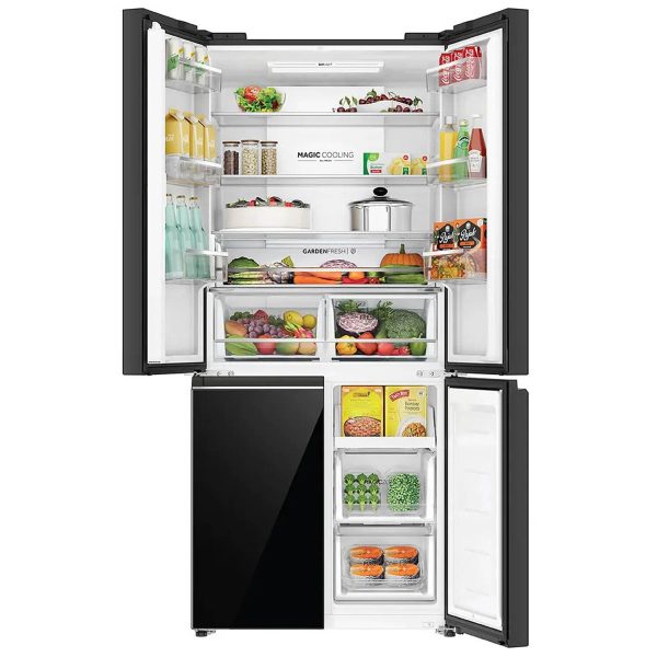 Haier HRB-600KGU1, 520 L 3 Star Lumiere Series Wi-Fi enabled 4-Door Side by Side frost free Refrigerator with 85% Convertible Fridge & Expert Inverter Technology, Black Glass