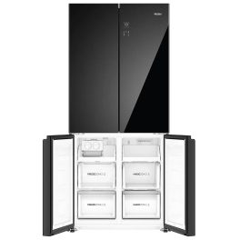 Haier HRB-600KGU1, 520 L 3 Star Lumiere Series Wi-Fi enabled 4-Door Side by Side frost free Refrigerator with 85% Convertible Fridge & Expert Inverter Technology, Black Glass