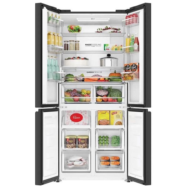 Haier HRB-600KGU1, 520 L 3 Star Lumiere Series Wi-Fi enabled 4-Door Side by Side frost free Refrigerator with 85% Convertible Fridge & Expert Inverter Technology, Black Glass