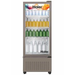 Haier HVC-305GT5, 285 Litre Single Door Visi Cooler with Touch LED and Double Layer Vacuum Glass, Grey