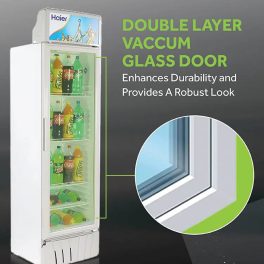 Haier HVC-505GT5, 440 Litre Single Door Visi Cooler with Backside Evaporator, Fog-Free Glass, Adjustable Shelves & Vertical Touch LED Control, Grey