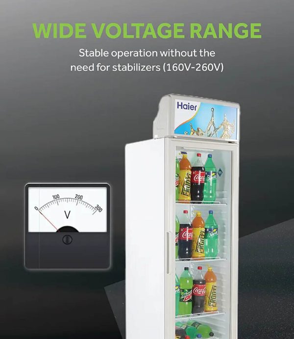 Haier HVC-505GT5, 440 Litre Single Door Visi Cooler with Backside Evaporator, Fog-Free Glass, Adjustable Shelves & Vertical Touch LED Control, Grey