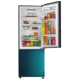 HAIER HRB-2872BSB-P, 237 Litres 2 Star, Frost Free Bottom Mount Refrigerator with 8-in-1 Convertible, Sparkle Blue