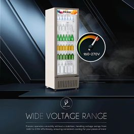 Haier HVC-405GT5, 360 Litre Single Door Visi Cooler with Touch LED and Double Layer Vacuum Glass, Grey