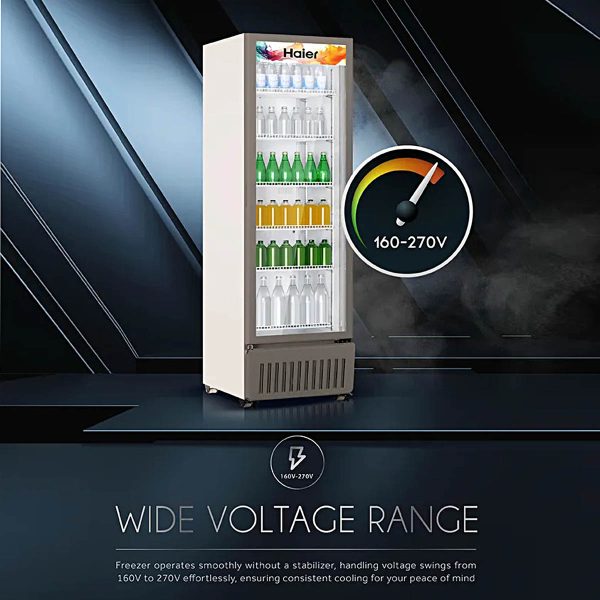 Haier HVC-405GT5, 360 Litre Single Door Visi Cooler with Touch LED and Double Layer Vacuum Glass, Grey
