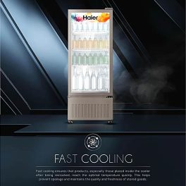 Haier HVC-405GT5, 360 Litre Single Door Visi Cooler with Touch LED and Double Layer Vacuum Glass, Grey