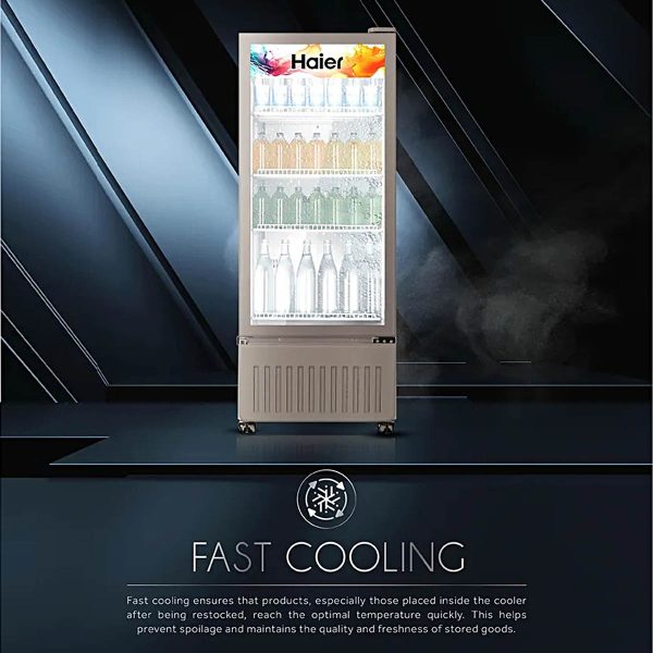 Haier HVC-405GT5, 360 Litre Single Door Visi Cooler with Touch LED and Double Layer Vacuum Glass, Grey