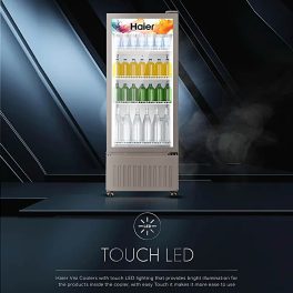 Haier HVC-405GT5, 360 Litre Single Door Visi Cooler with Touch LED and Double Layer Vacuum Glass, Grey