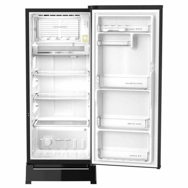Whirlpool 215 IMPRO GD ROY, 192 Litre 5 Star Icemagic Pro Glass Finish Direct Cool-Single Door Refrigerator With Base Drawer, Inverter Compressor, CRYSTAL BLACK