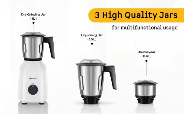 Atomberg Xiana Mixer Grinder With Unique Coarse Mode 3 Jars With Powerful 750W Intelligent Motor, Peach Blossom