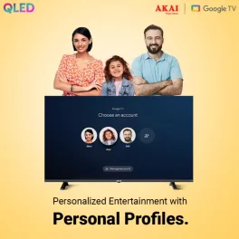 AKAI AL100GQU-SFWS, 4K Google TV with Bezel Less Display and Built in Chromecast, Black