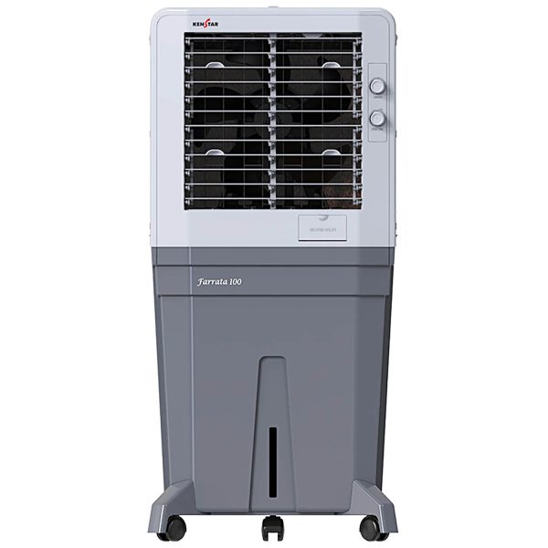 Kenstar Farrata HC 100, Desert Air Cooler (100 Liter), Home - Inverter Compatible, Honeycomb Cooling Pads, Quadraflow Technology, Double Ball Bearing Motor, Grey