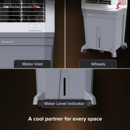 Kenstar Farrata HC 100, Desert Air Cooler (100 Liter), Home - Inverter Compatible, Honeycomb Cooling Pads, Quadraflow Technology, Double Ball Bearing Motor, Grey
