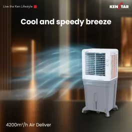 Kenstar Farrata HC 100, Desert Air Cooler (100 Liter), Home - Inverter Compatible, Honeycomb Cooling Pads, Quadraflow Technology, Double Ball Bearing Motor, Grey