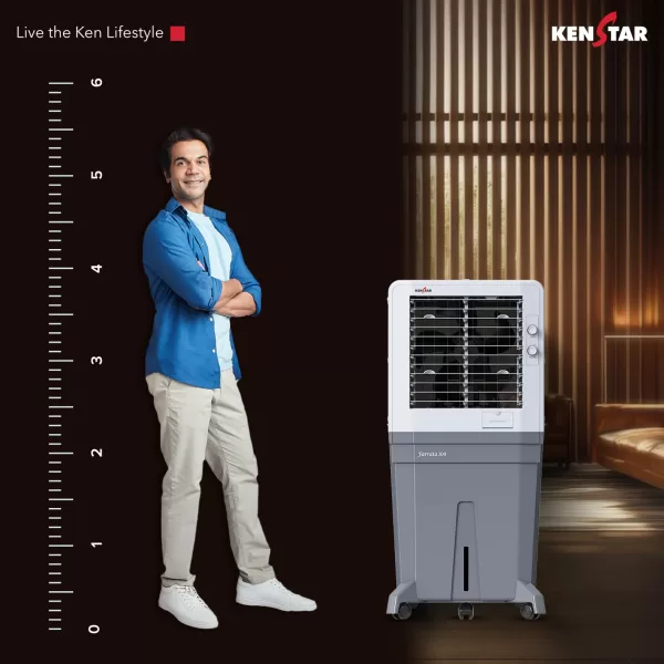 Kenstar Farrata HC 100, Desert Air Cooler (100 Liter), Home - Inverter Compatible, Honeycomb Cooling Pads, Quadraflow Technology, Double Ball Bearing Motor, Grey