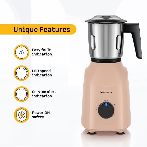 Atomberg Xiana Mixer Grinder With Unique Coarse Mode 3 Jars With Powerful 750W Intelligent Motor, Peach Blossom