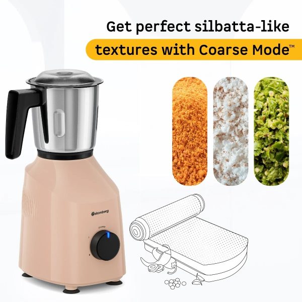 Atomberg Xiana Mixer Grinder With Unique Coarse Mode 3 Jars With Powerful 750W Intelligent Motor, Peach Blossom