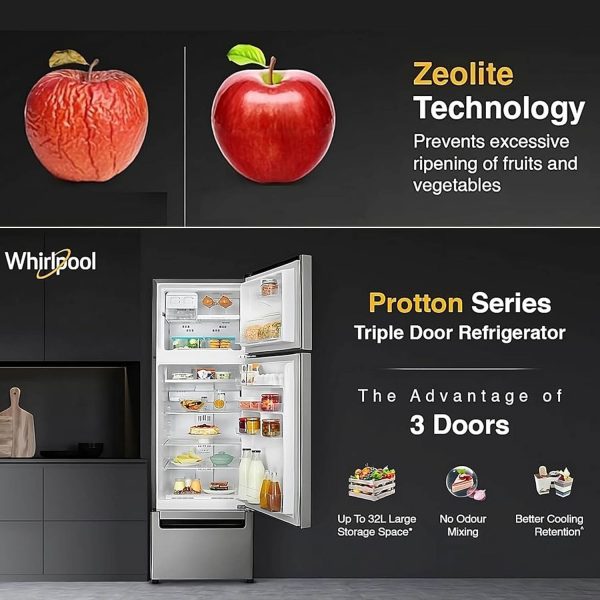 Whirlpool 228 L (283D) Frost Free Triple-Door Refrigerator (FP 283D PROTTON ROY GERMAN STEEL (Z) Double Door Refrigerator space)