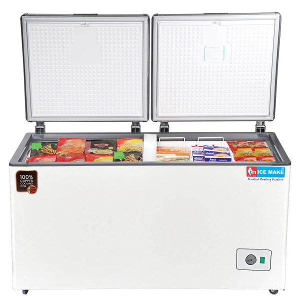Icemake IHT550 DD, 505 Litre 4 Star Convertible Double Door Deep Freezer, 100 % Cooper Cooling Coil with Auto Defrost, White
