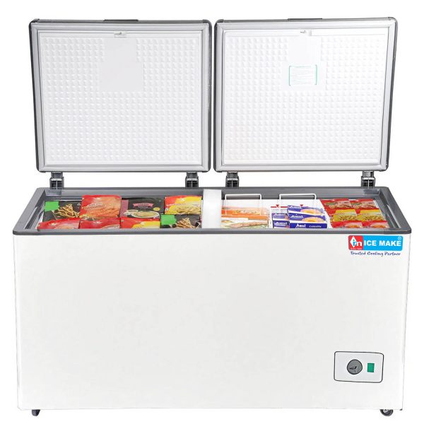 Icemake IHT350 DD, 305 Litre 4 Star Convertible Double Door Auto Defrost Deep Freezer, White