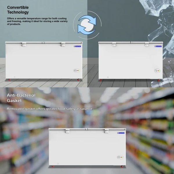 Bluestar CF5-575NEYW, 515 Litre Double Door Convertible Deep Freezer with 5-Star Rating and Frosted Inner Lid, White