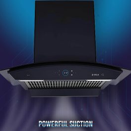 Elica iSmart Glace FL HAC, 60 CM Filter-less Kitchen Chimney with Inverter Technology, Remote Control and 15 Years Warranty, Black