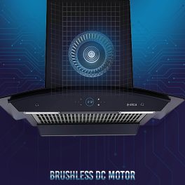 Elica iSmart Glace FL HAC, 60 CM Filter-less Kitchen Chimney with Inverter Technology, Remote Control and 15 Years Warranty, Black