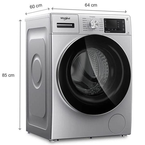 Whirlpool XO7012BYS, Xpert Care 7 kg 1200 RPM 5 Star Inverter Fully-Automatic Front Load Washing Machine with Ozone Air Refresh Technology & Built-in-Heater and Steam Wash, Majestic Silver