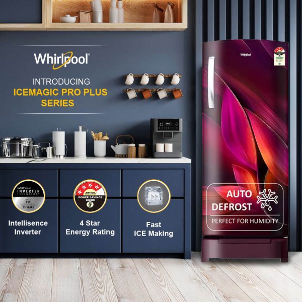 Whirlpool 236 L 4 Star Inverter Direct-Cool Single Door Refrigerator (Auto-Defrost, Intellisense Inverter, 260 IMPRO PLUS ROY 4S WINE Breeze-Z)