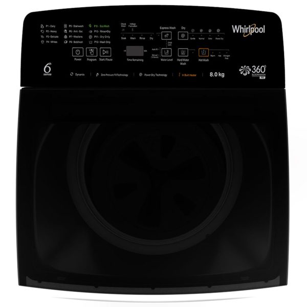 Whirlpool 360BWPROH8, 8 KG 5 Star Fully Automatic Top Load Washing Machine | In-Built Heater | Soft Closing Lid | Hard Water Wash (360° BloomWash Pro, Graphite)