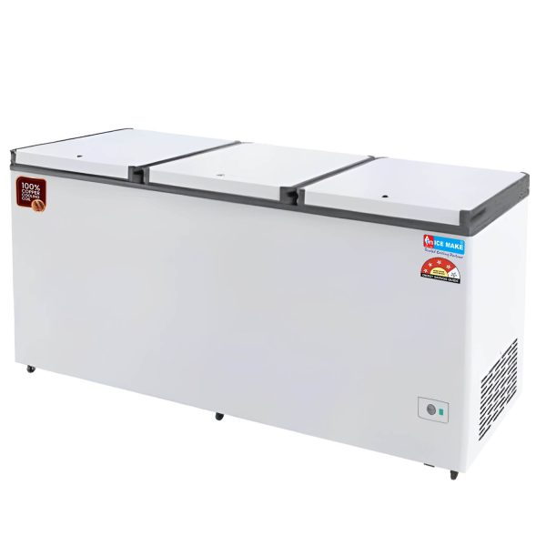 Icemake IHT650 TD, 600 Litre 4 Star 2 In 1 Convertible Triple Door Deep Freezer, 100% Copper Cooling Coil with Auto Defrost, White