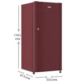 Whirlpool 200 Genius CLS, 185 Litre 1 Star Single Door Refrigerator with Stabilizer Free Operation and Toughened Glass Shelve, Wine