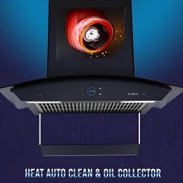 Elica iSmart Glace FL HAC, 60 CM Filter-less Kitchen Chimney with Inverter Technology, Remote Control and 15 Years Warranty, Black