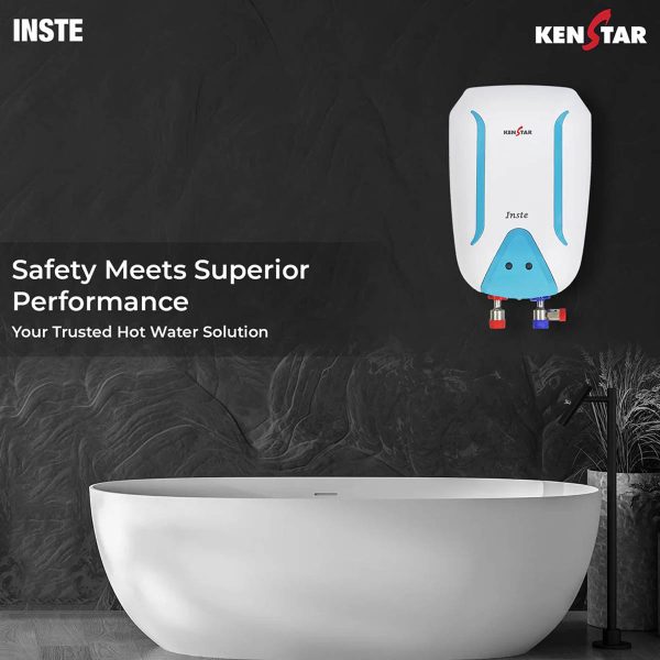 Kenstar INSTE 5.9 L, Free Pipe, 3000-Watts Powerful Heating, Electric Instant Water Heater (Geyser) High Grade SS Tank with Advanced 4 Level Safety Rust-Proof, White & Green