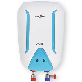 Kenstar Inste, 3 Litre Instant Geyser with Faster Heating, Suitable for High Rise Building and 3 Levels of Safety, White/Turquoise