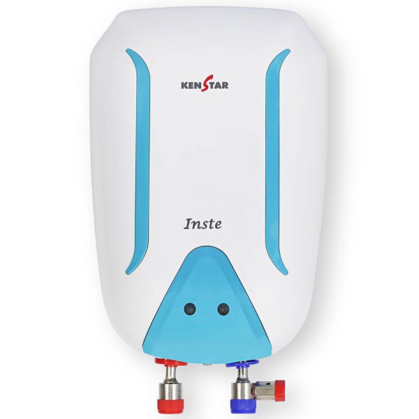 Kenstar Inste, 3 Litre Instant Geyser with Faster Heating, Suitable for High Rise Building and 3 Levels of Safety, White/Turquoise