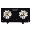 Livpure Luna 2B, 2 Burner Manual Ignition Cook-top with Pan Support, Heat Guard, Elegant Brass Burners & Valve, Black