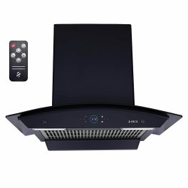 Elica iSmart Glace FL HAC, 60 CM Filter-less Kitchen Chimney with Inverter Technology, Remote Control and 15 Years Warranty, Black