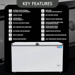 Icemake IHT450 DD, 405 Litre 3 Star Convertible Double Door Auto Defrost Deep Freezer, White