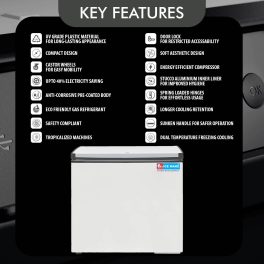 Icemake IHT250 SD, 210 Litre Convertible Single Door Deep Freezer, White